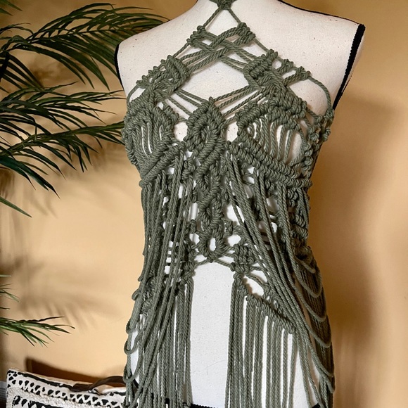 Handmade Macramé Mini Dress Festival Coachella - Picture 7 of 17